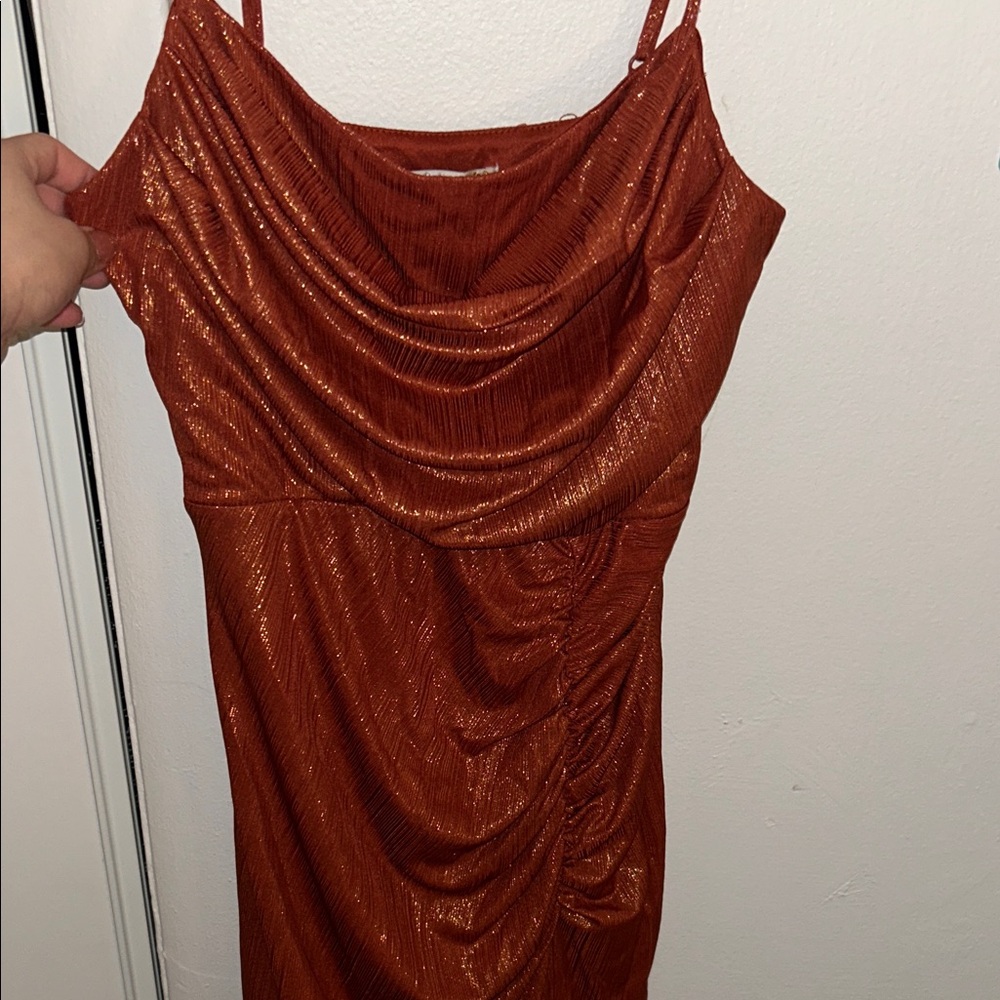 Glamorous Strapless Rust Dress